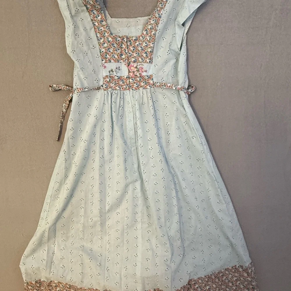 Vintage Rags by Kressandra Hippie Boho Floral Embroidery Puffy Sleeves Sz7 Dress - Picture 2 of 7